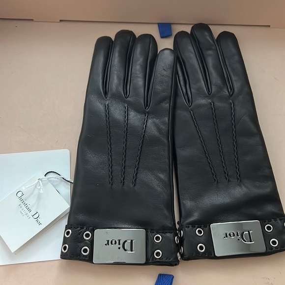 Christian Dior Lambskin black gloves size 7 - Picture 1 of 3
